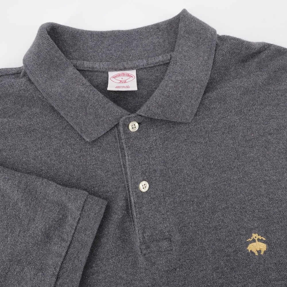 Brooks Brothers 346 Original Fit Polo Shirt Gray Short Sleeve Mens L